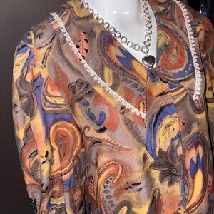 Vintage Mina Riel Short Sleeve Paisley Blouse